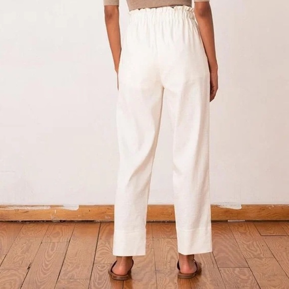 NWOT Aday Kick Back Pants Cream Stretch Linen Business Casual Women’s Size Large - Picture 2 of 13